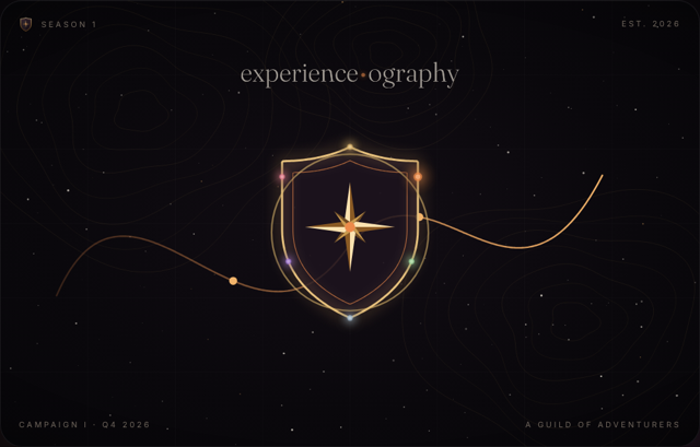 Still from animation 3: the guild crest forming from glowing embers on a night map